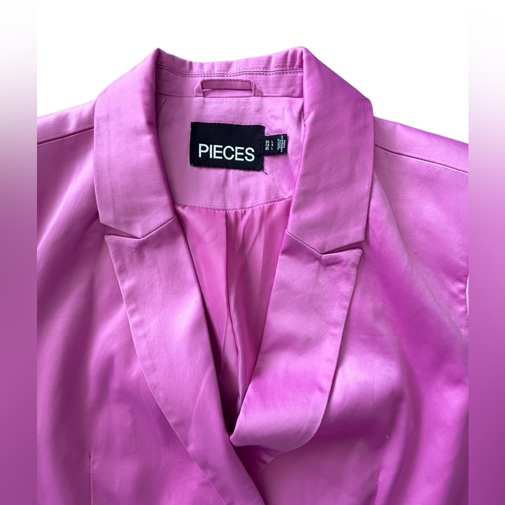 Pieces Hot Pink Satin Blazer Double Breasted Statement Jacket
